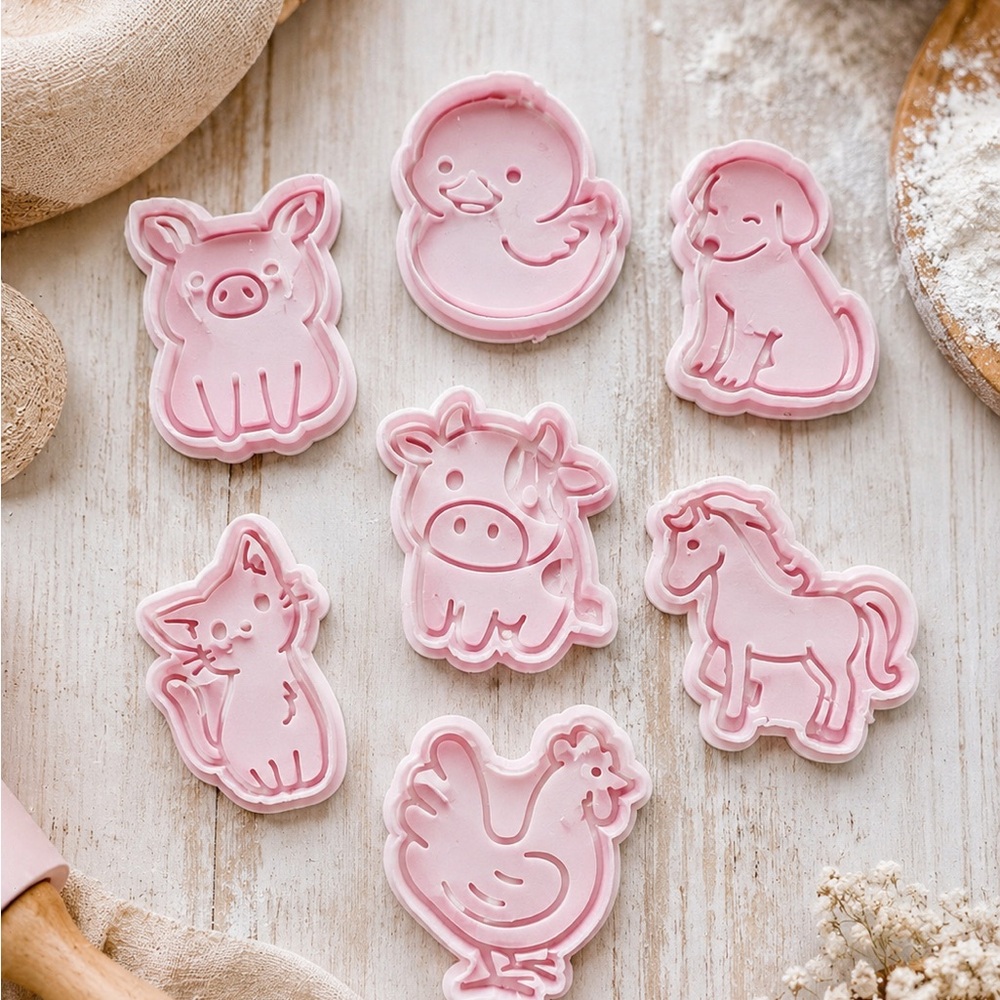 NEW Pink Farm Animal Cookie Cutters Set